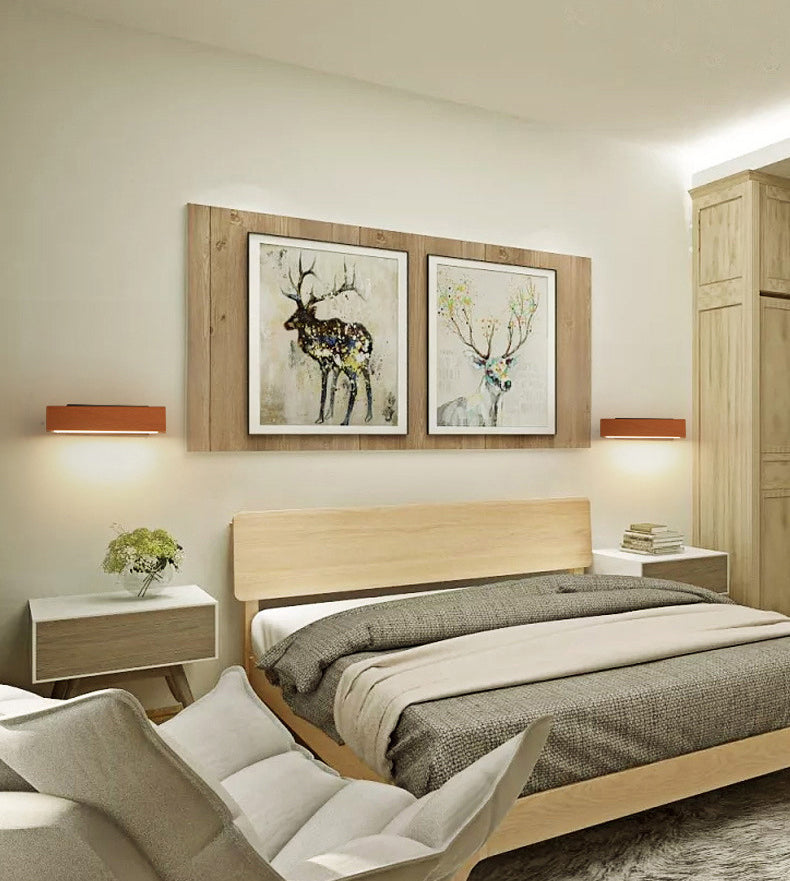 Rectangular Wood Wall Lighting Fixtures Modern Wall Mounted Light Fixture for Bedroom