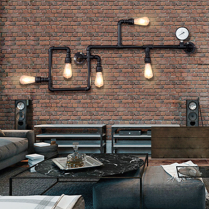 Retro Industrial Style Water Pipe Wall Mounted Lights Metallic Wall Mounted Lamp for Bar