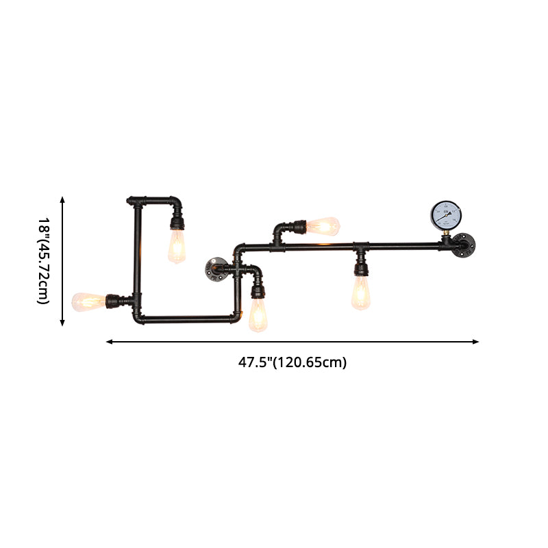 Retro Industrial Style Water Pipe Wall Mounted Lights Metallic Wall Mounted Lamp for Bar