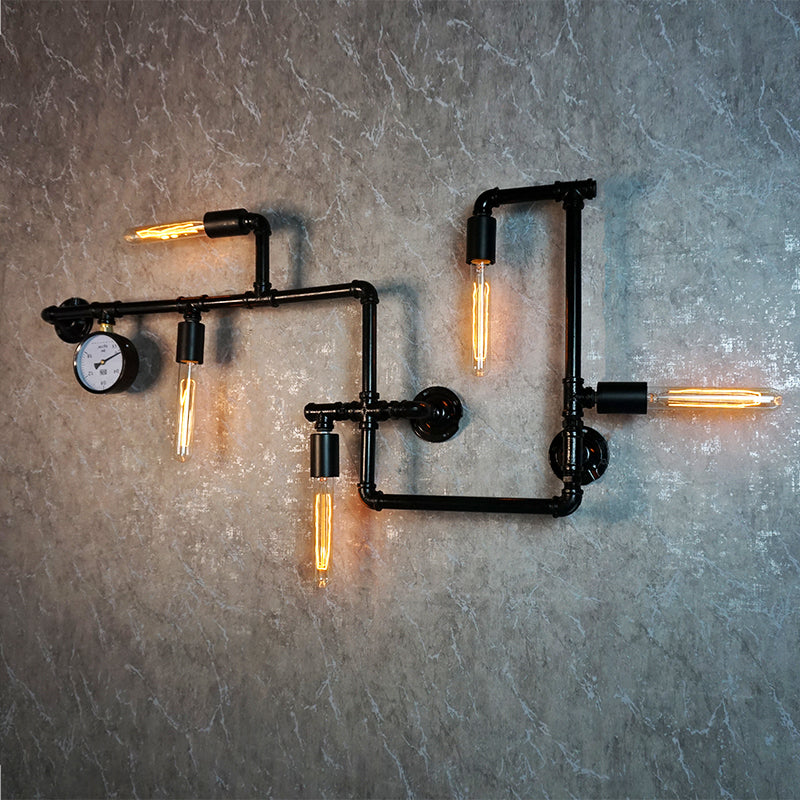 Retro Industrial Style Water Pipe Wall Mounted Lights Metallic Wall Mounted Lamp for Bar
