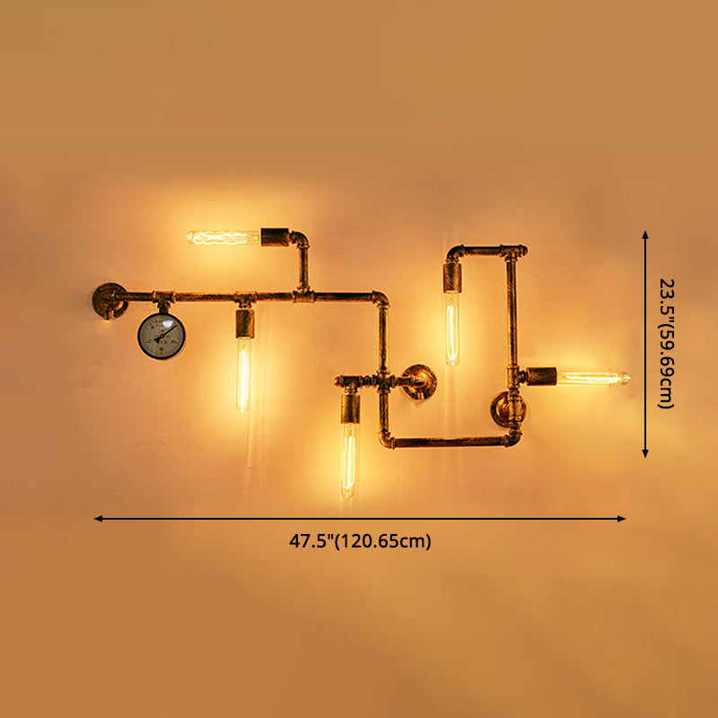 Retro Industrial Style Water Pipe Wall Mounted Lights Metallic Wall Mounted Lamp for Bar