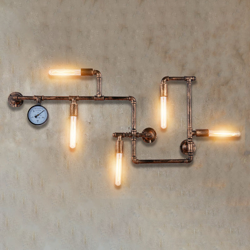 Retro Industrial Style Water Pipe Wall Mounted Lights Metallic Wall Mounted Lamp for Bar