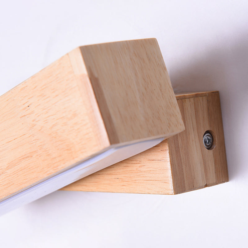 270 ° Rotatable Massivholz LED -Wandlampe 8.3 "breites nordisches Einfachheit rechteckiger Leuchtenlicht