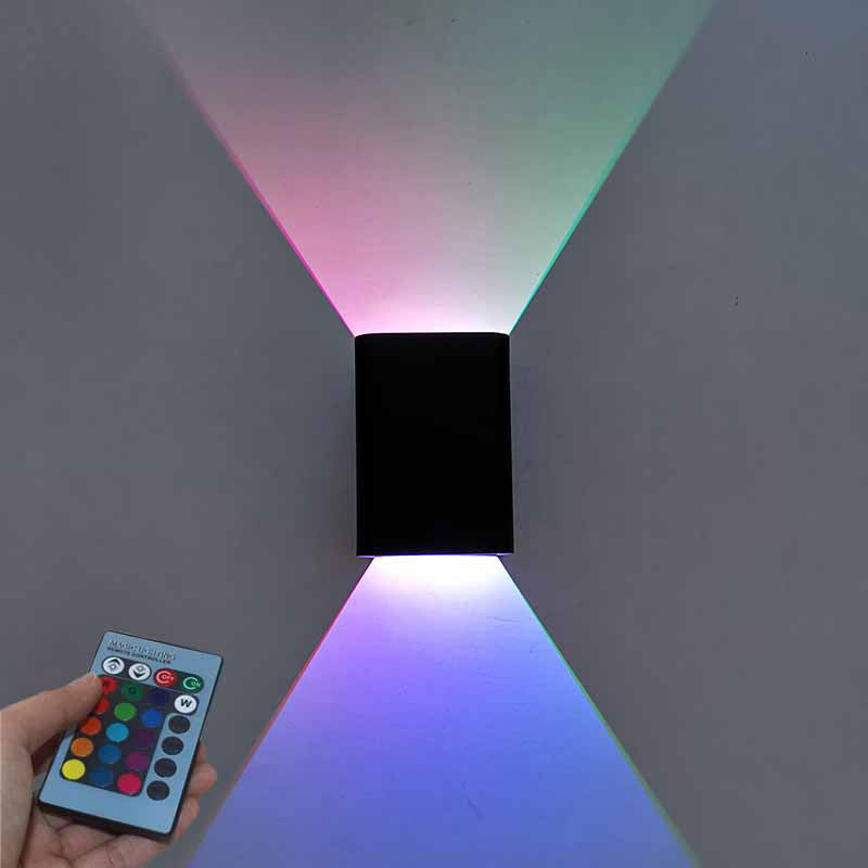 Simplicity Rectangular Aluminum LED Wall Lamp Remote Control RGB Light Indoor Ambiance Decorative Sconce Light