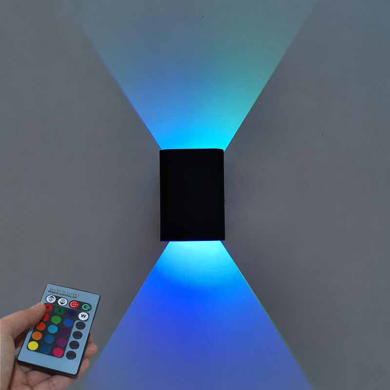 Simplicity Rectangular Aluminum LED Wall Lamp Remote Control RGB Light Indoor Ambiance Decorative Sconce Light