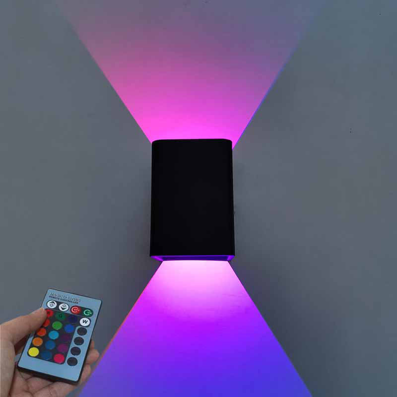 Simplicity Rectangular Aluminum LED Wall Lamp Remote Control RGB Light Indoor Ambiance Decorative Sconce Light