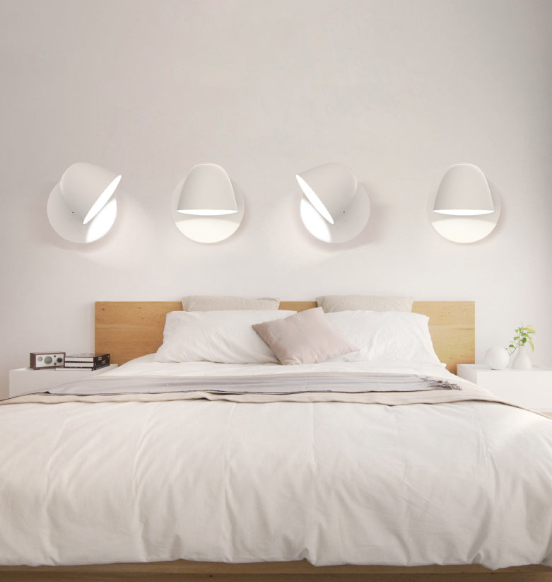 Modern Creative White Rotatable Wall Sconce Plastic Dome Wall Light for Interior Spaces