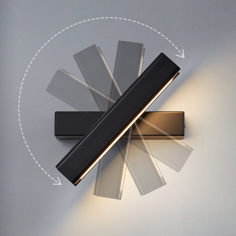 Rectangular Aluminium Rotatable Wall Sconce in Modern Concise Style Wrought Iron LED Wall Light with Wooden Decoration