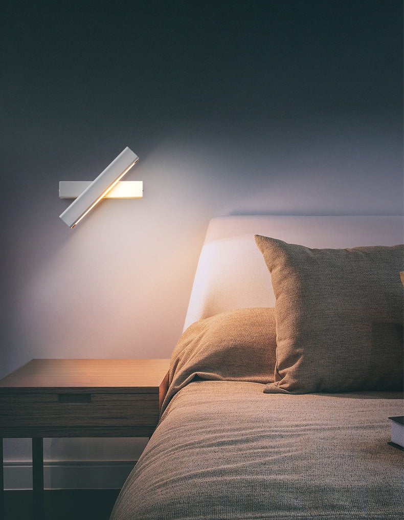 Rectangular Aluminium Rotatable Wall Sconce in Modern Concise Style Wrought Iron LED Wall Light with Wooden Decoration