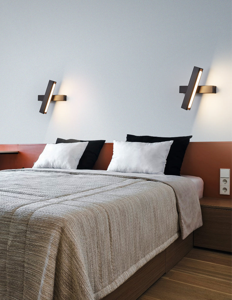 Rectangular Aluminium Rotatable Wall Sconce in Modern Concise Style Wrought Iron LED Wall Light with Wooden Decoration