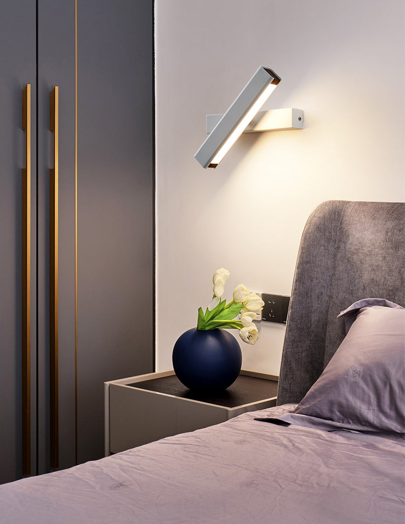 Rectangular Aluminium Rotatable Wall Sconce in Modern Concise Style Wrought Iron LED Wall Light with Wooden Decoration