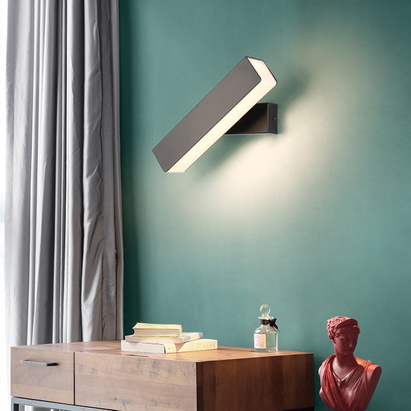 Rectangular Aluminium Rotatable Wall Sconce in Modern Concise Style Wrought Iron Wall Light with Acrylic Shade