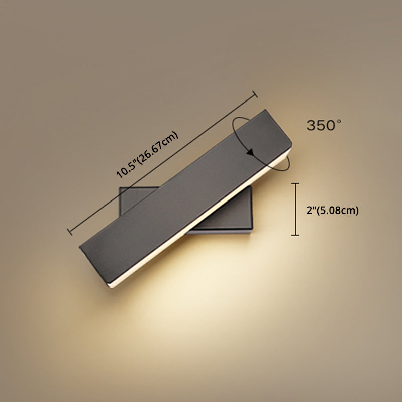Rectangular Aluminium Rotatable Wall Sconce in Modern Concise Style Wrought Iron Wall Light with Acrylic Shade