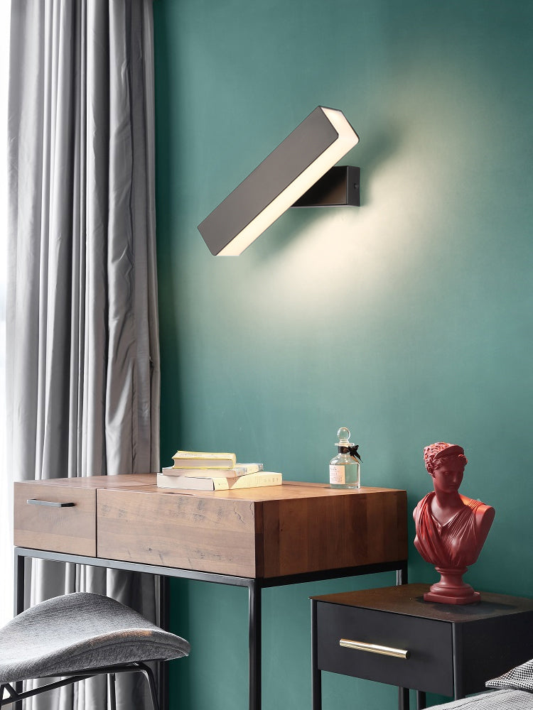 Rectangular Aluminium Rotatable Wall Sconce in Modern Concise Style Wrought Iron Wall Light with Acrylic Shade