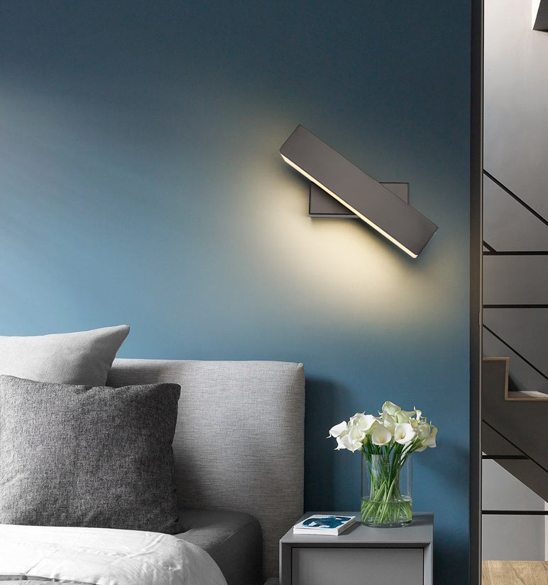 Rectangular Aluminium Rotatable Wall Sconce in Modern Concise Style Wrought Iron Wall Light with Acrylic Shade