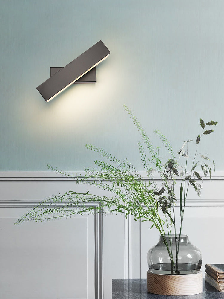 Rectangular Aluminium Rotatable Wall Sconce in Modern Concise Style Wrought Iron Wall Light with Acrylic Shade