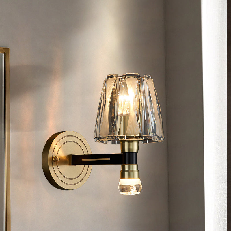 Copper Gold Wall Donce en estilo artístico moderno Truncado Cono Crystal Wall Light para sala de estar