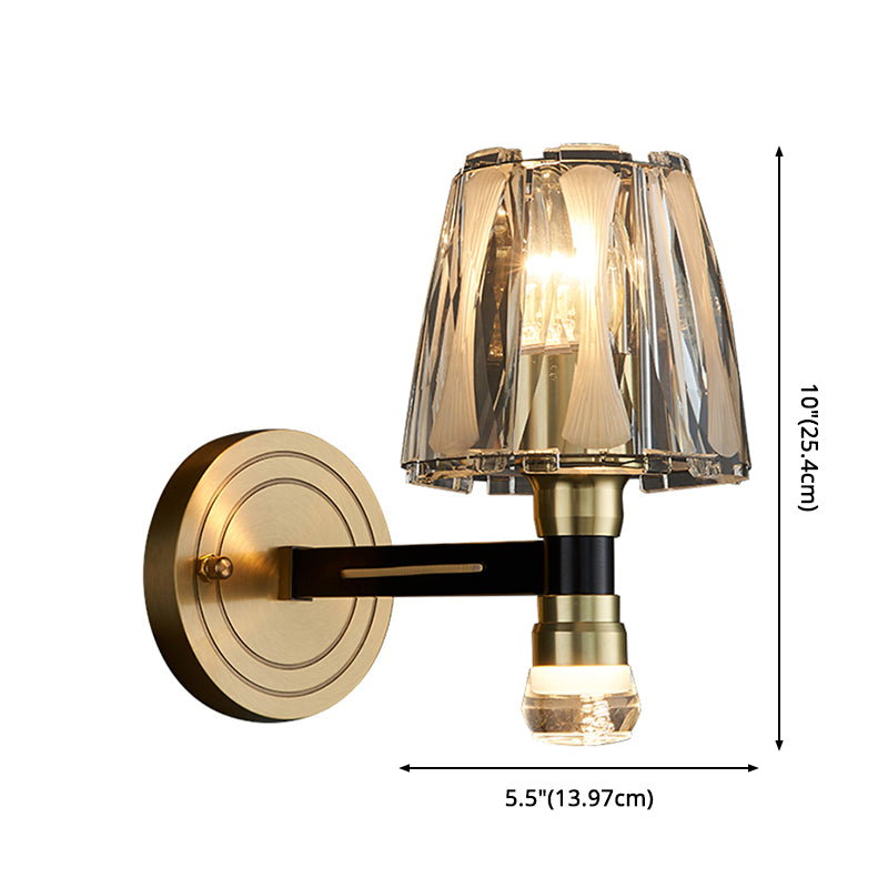 Copper Gold Wall Donce en estilo artístico moderno Truncado Cono Crystal Wall Light para sala de estar