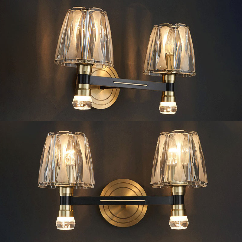 Copper Gold Wall Donce en estilo artístico moderno Truncado Cono Crystal Wall Light para sala de estar