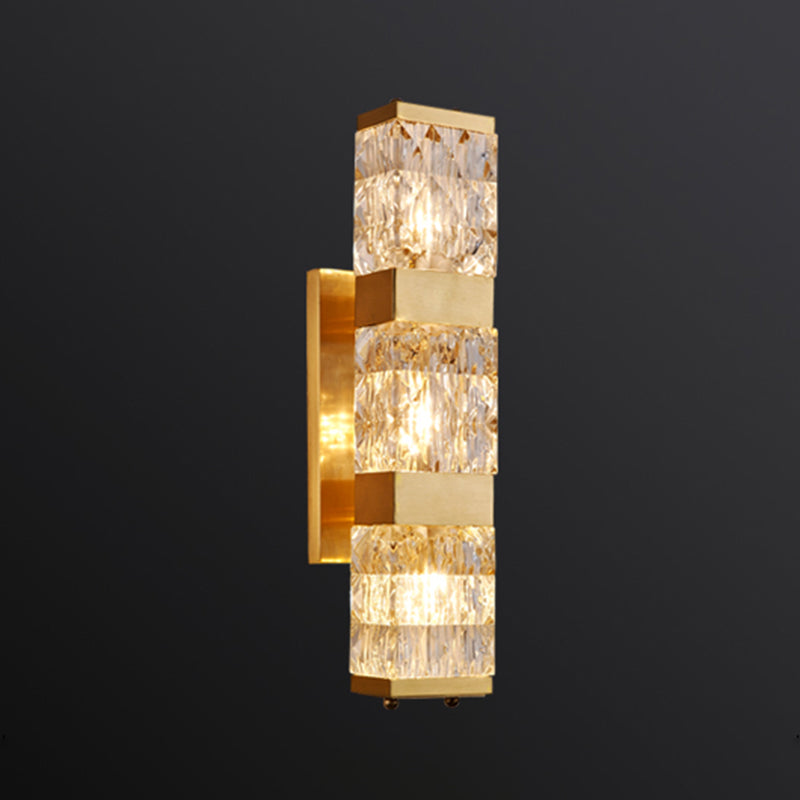 Dicrime de pared LED rectangular dorada en moderna luz de pared interior de cobre estilo lujo con sombra de cristal