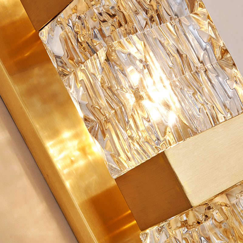 Dicrime de pared LED rectangular dorada en moderna luz de pared interior de cobre estilo lujo con sombra de cristal