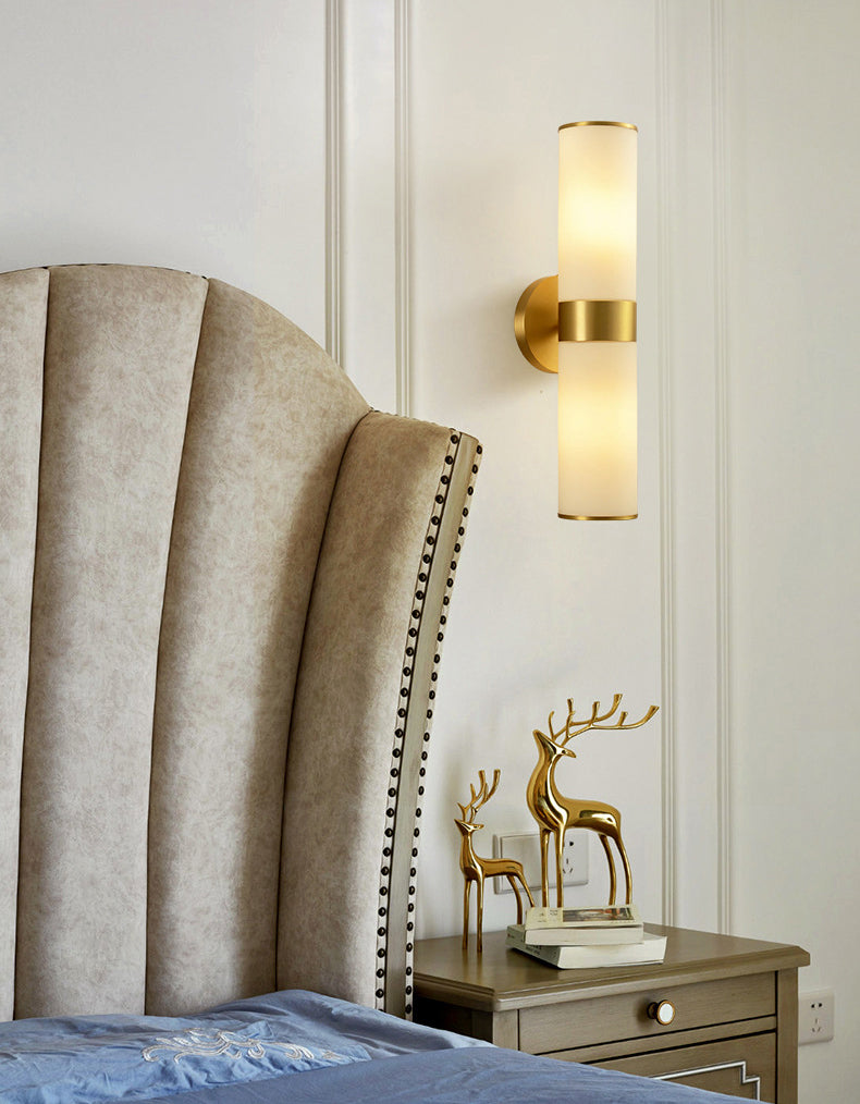 Vintage Simplicity Cylinder Vanity Sconce Lights Milk Glass Wall Mount Light Fixture for Bathroom