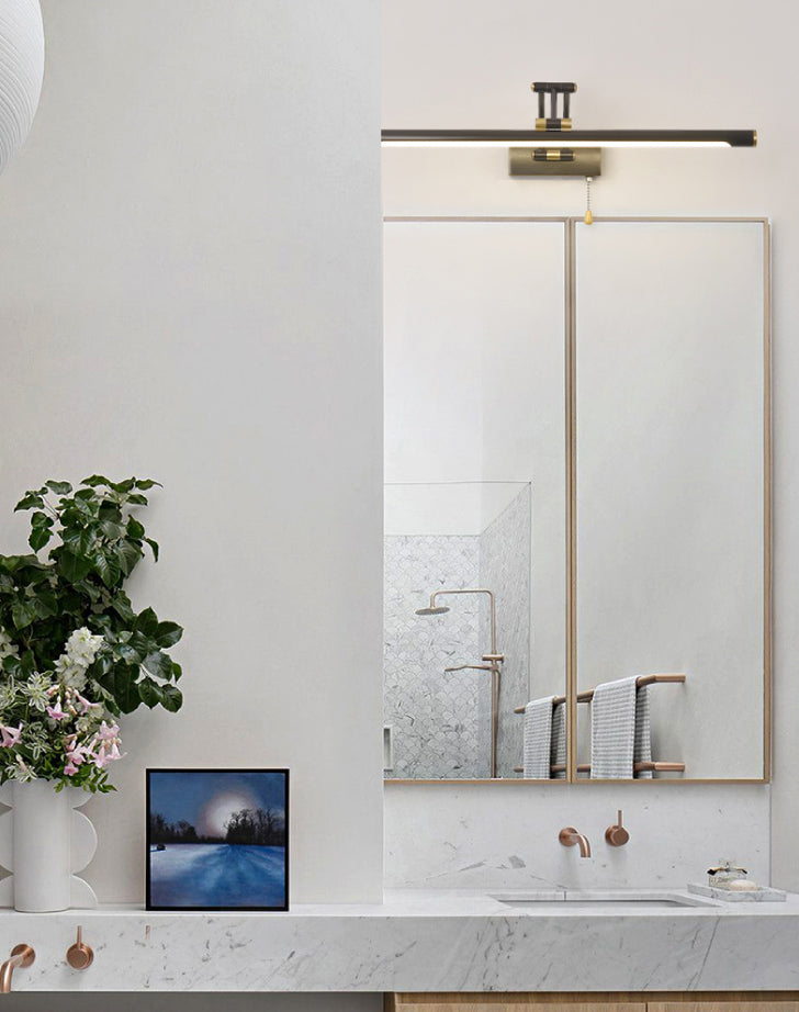 Mitte des Jahrhunderts moderne verstellbare Badezimmer Eitelkeitslicht Kupfer 1 Leichte Wand montierte Waschtischlichter