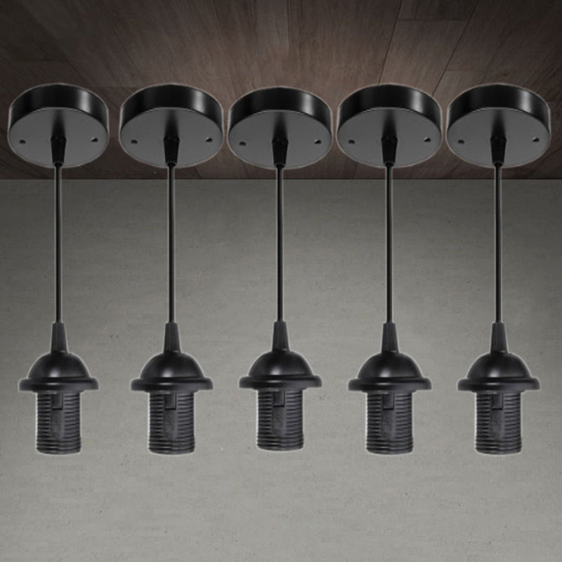 Single Bulb Industrial Style Hanging Light Open Bulb Retro Black Mini Pendant Lamp for Restaurant