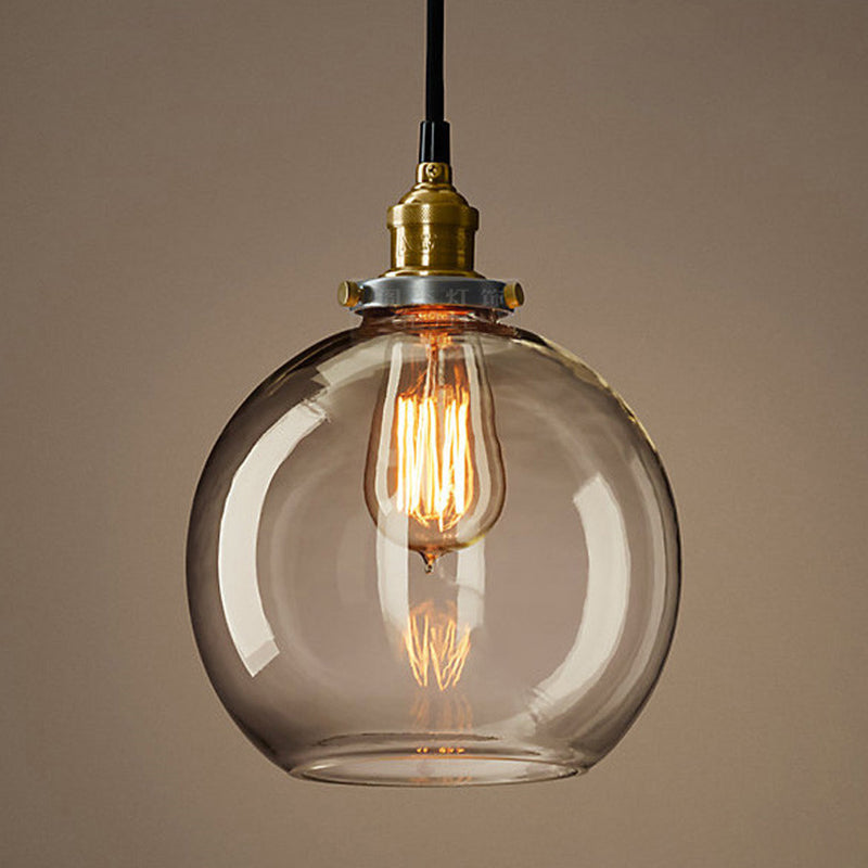 1 Light Vintage Glass Pendant Lampe Metal Lampe Breinder Industrial Style Éclairage de style industriel pour l'allée du couloir