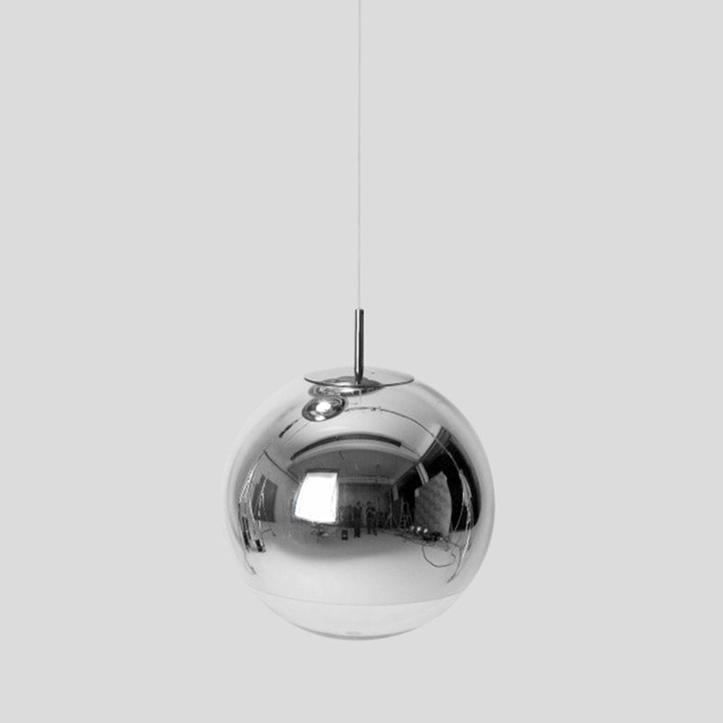 Electroplated Mirror Glass Globe Pendant Lamp Modern Simplicity Style Single Bulb Hanging Light with Adjustable Suspension Wire