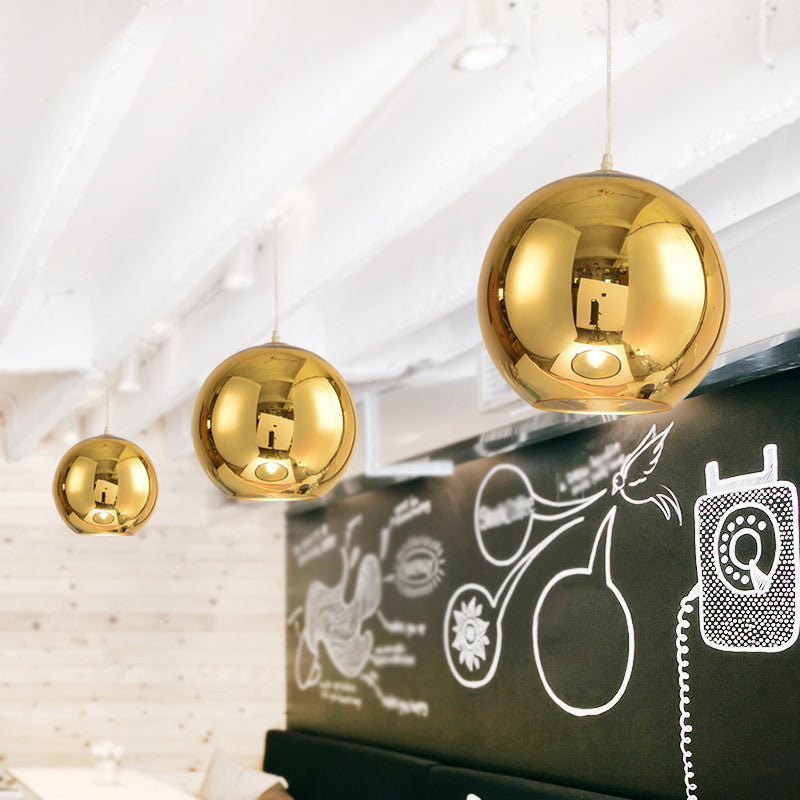 Bulbe simple de style moderne suspendu léger miroir à miroir en verre pendant à la teinte pour salle à manger de chambre à coucher