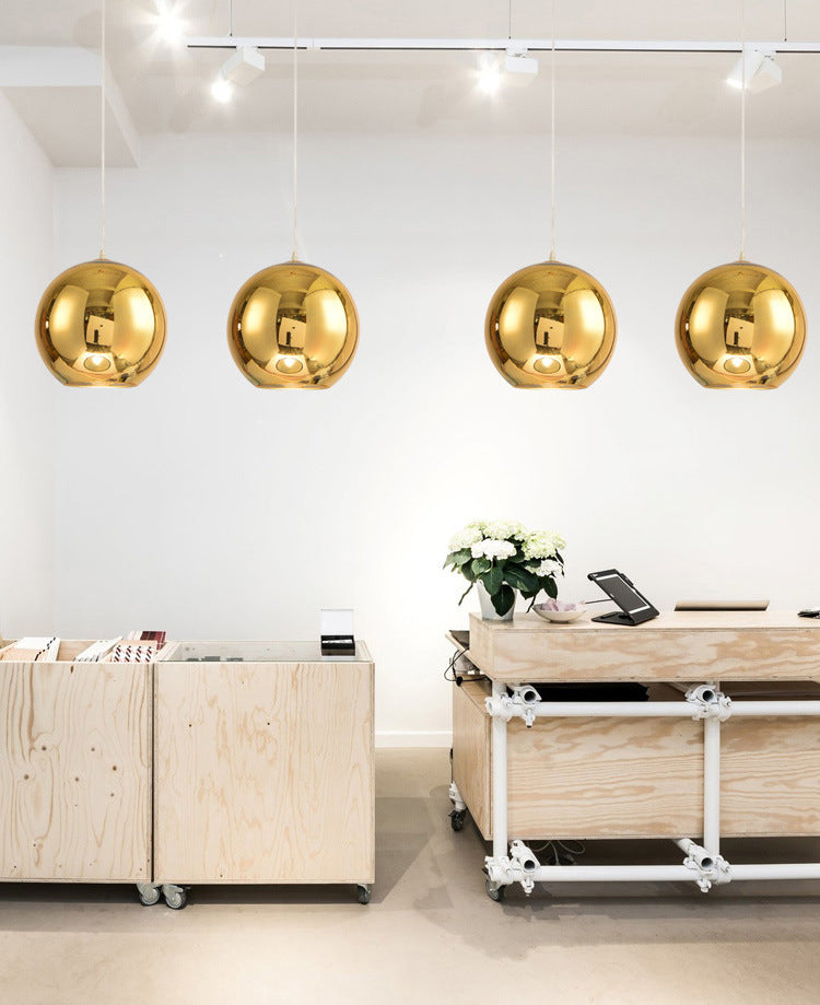 Moderne stijl enkele lamp hangende licht geëlektropleerde spiegelglas schaduw hanglamp voor slaapkamer eetkamer