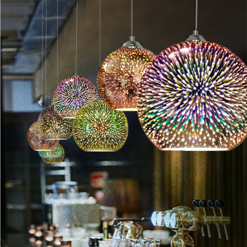 1 pellicule pendentif en verre clair Louteurs de feux d'artifice 3D modernes suspendus suspendus pour salle à manger