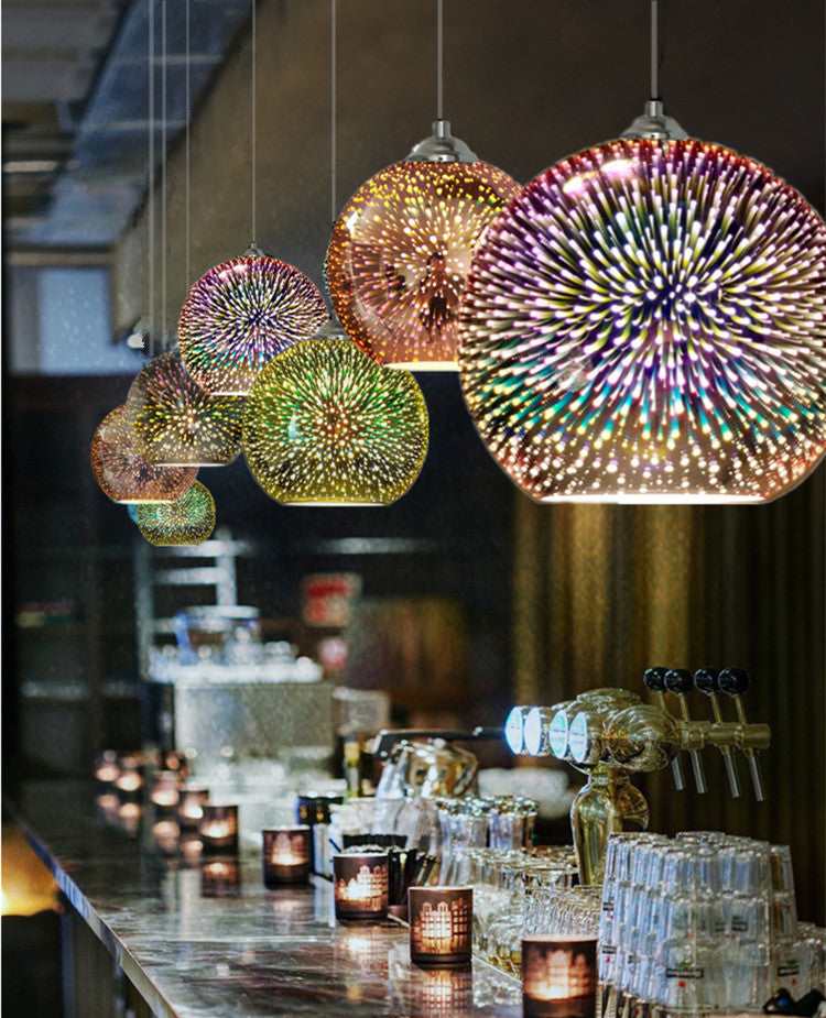 1 pellicule pendentif en verre clair Louteurs de feux d'artifice 3D modernes suspendus suspendus pour salle à manger