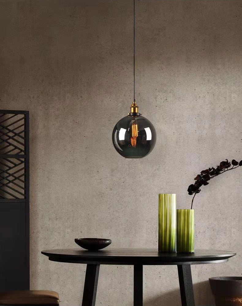 Luce a sospensione a soppalco industriale in vetro trasparente a 1 luci a 1 lutto.