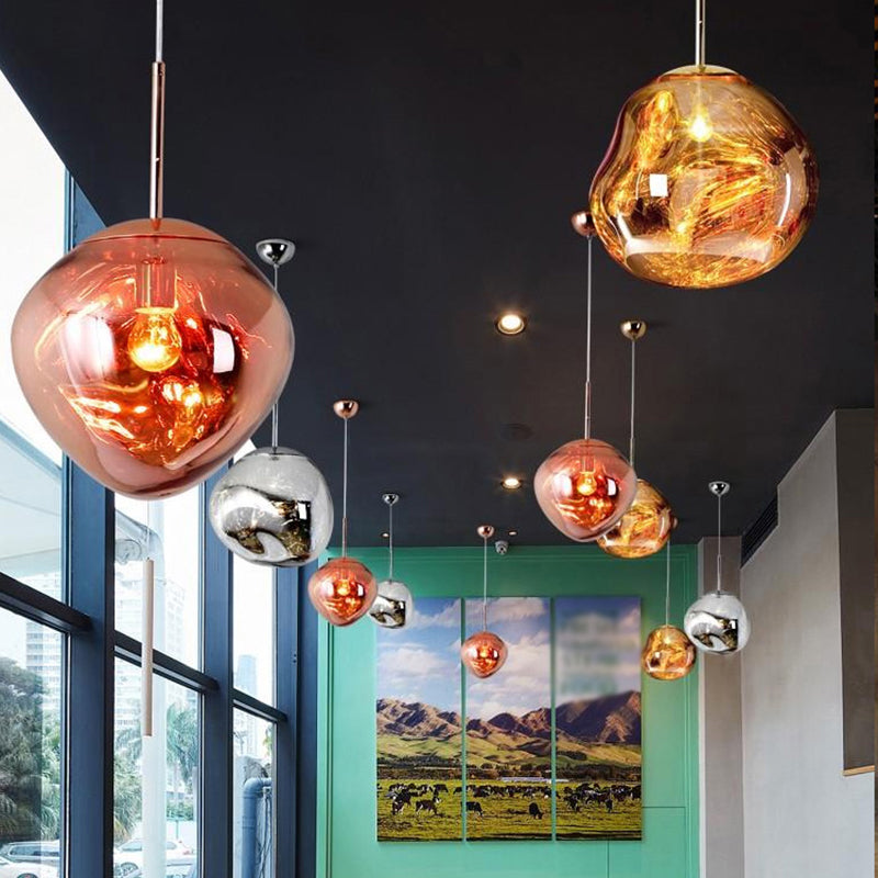 1-Light Blown Glass Suspension Pendant Light Contemporary Style Down Mini Pendant for Dining Room