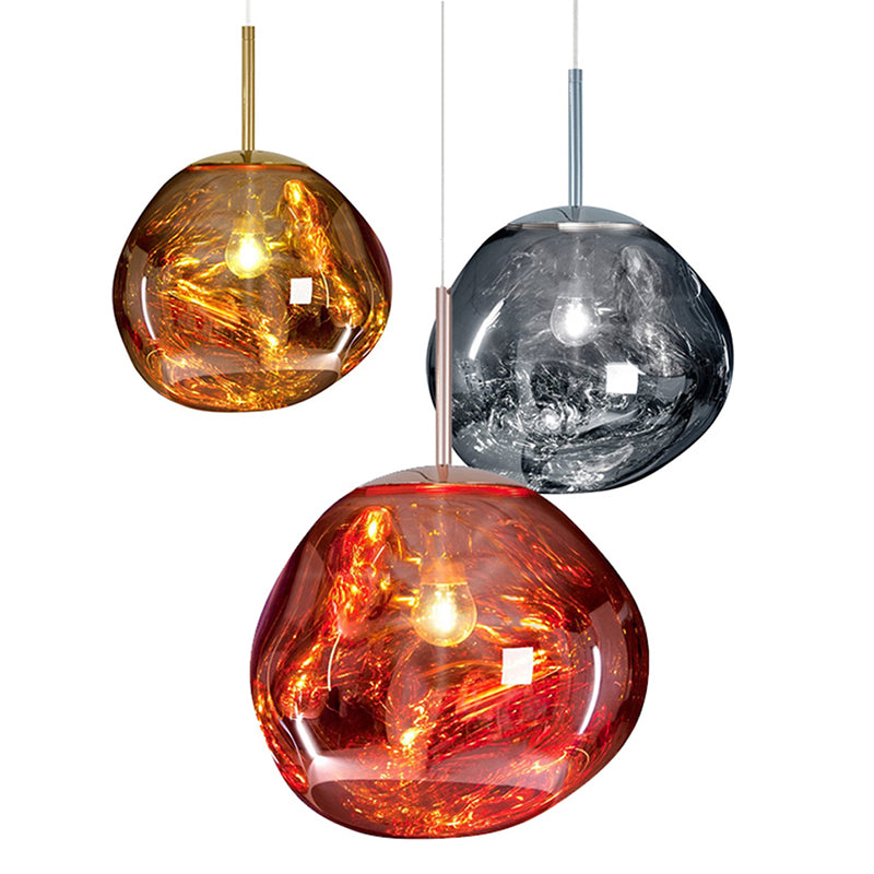 1-Light Blown Glass Suspension Pendant Light Contemporary Style Down Mini Pendant for Dining Room