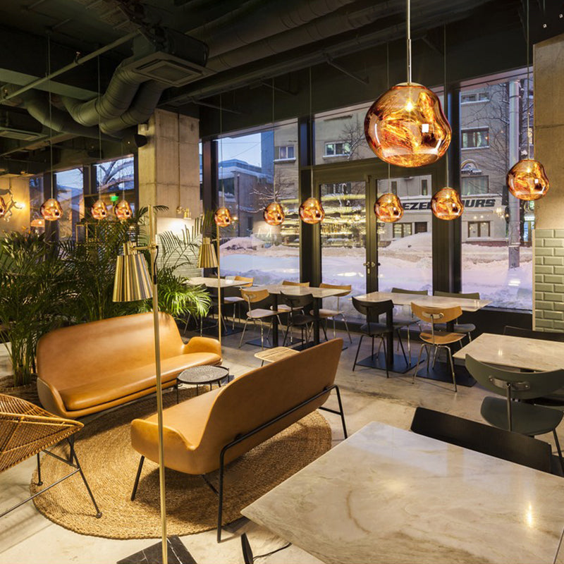 1-Ligth Mouth-Blown Glass Pendant Lighting Fixtures Minimalism Ceiling Pendant for Living Room