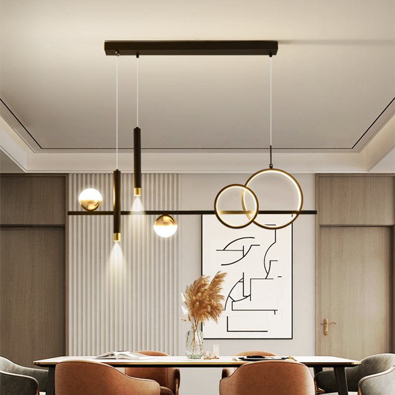 LED Linear Island Lighting Fixture Metal 2-Spotlight Chandelier Lamp for Dining Room