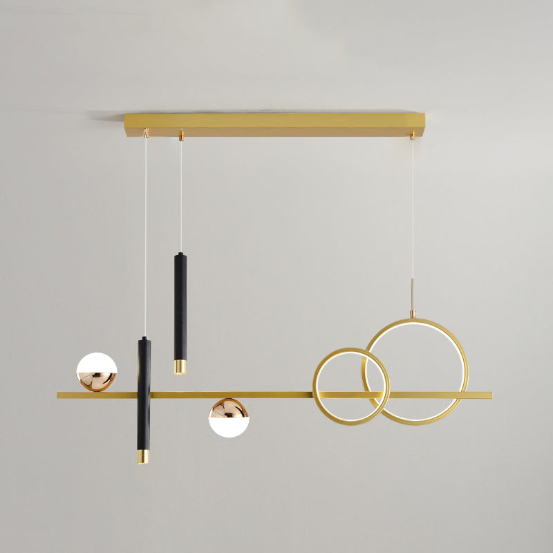 LED Linear Island Lighting Fixture Metal 2-Spotlight Chandelier Lamp for Dining Room