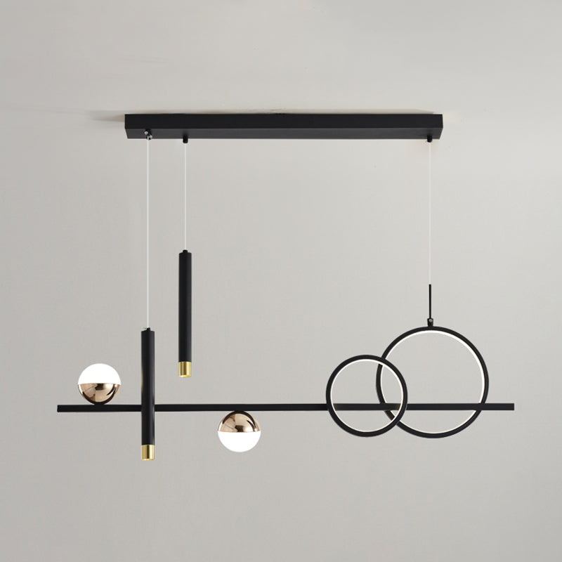 LED Linear Island Lighting Fixture Metal 2-Spotlight Chandelier Lamp for Dining Room