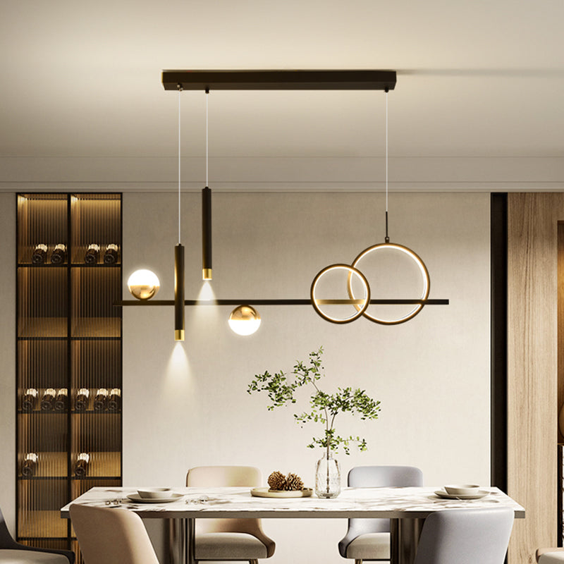 LED Linear Island Lighting Fixture Metal 2-Spotlight Chandelier Lamp for Dining Room