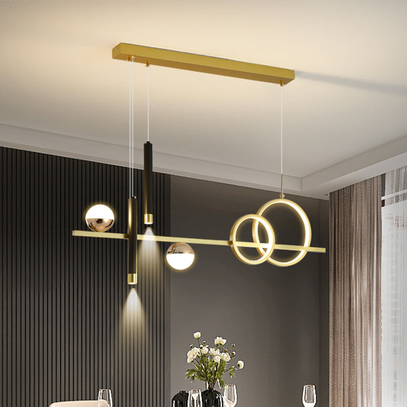 LED Linear Island Lighting Fixture Metal 2-Spotlight Chandelier Lamp for Dining Room