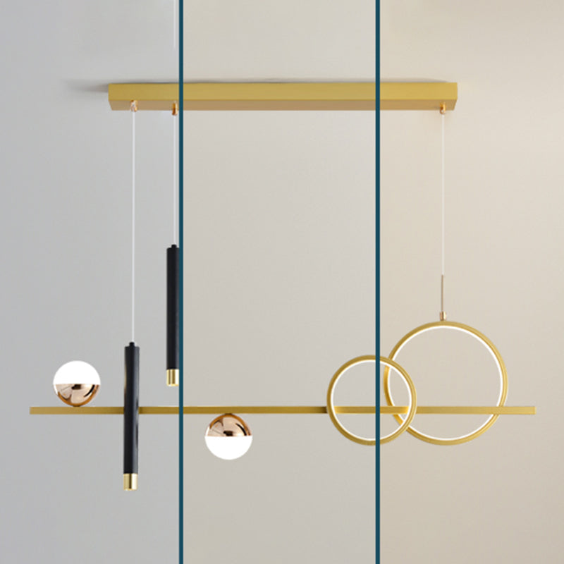 LED Linear Island Lighting Fixture Metal 2-Spotlight Chandelier Lamp for Dining Room