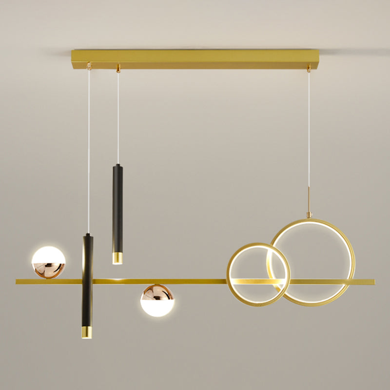 LED Linear Island Lighting Fixture Metal 2-Spotlight Chandelier Lamp for Dining Room