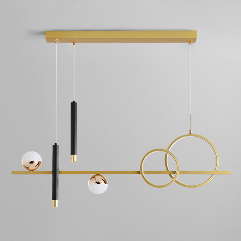 LED Linear Island Lighting Fixture Metal 2-Spotlight Chandelier Lamp for Dining Room