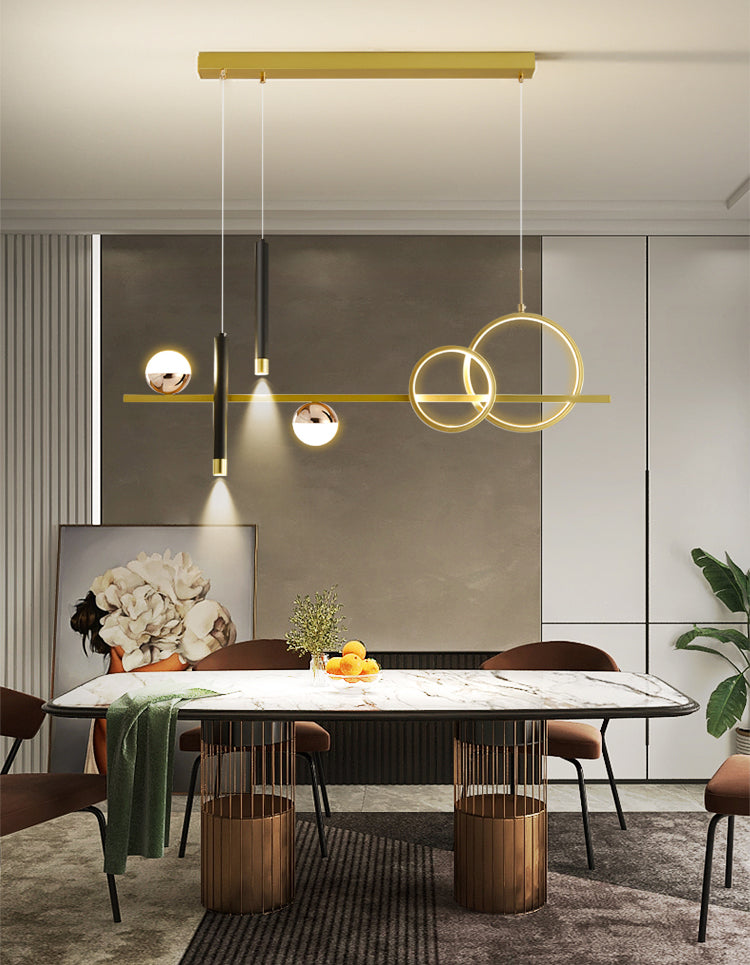 Lampada lampada del lampadario a 2 macchie di illuminazione a 2 isole lineari a LED per sala da pranzo