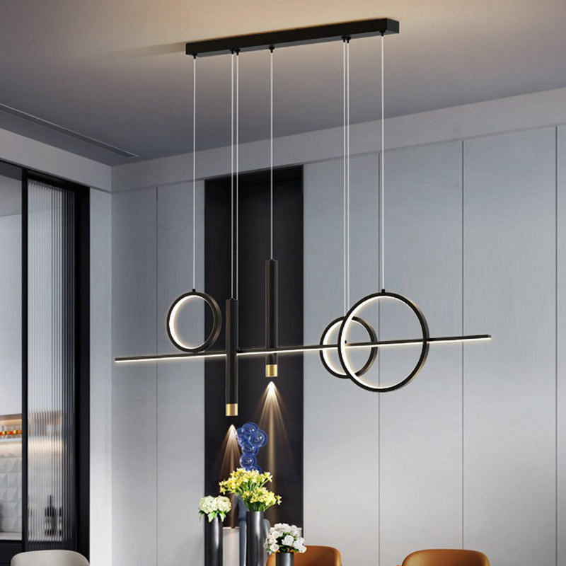 Black New Modern Island Chandelier Linear Aluminum Chandelier Lighting Fixture for Dining Room