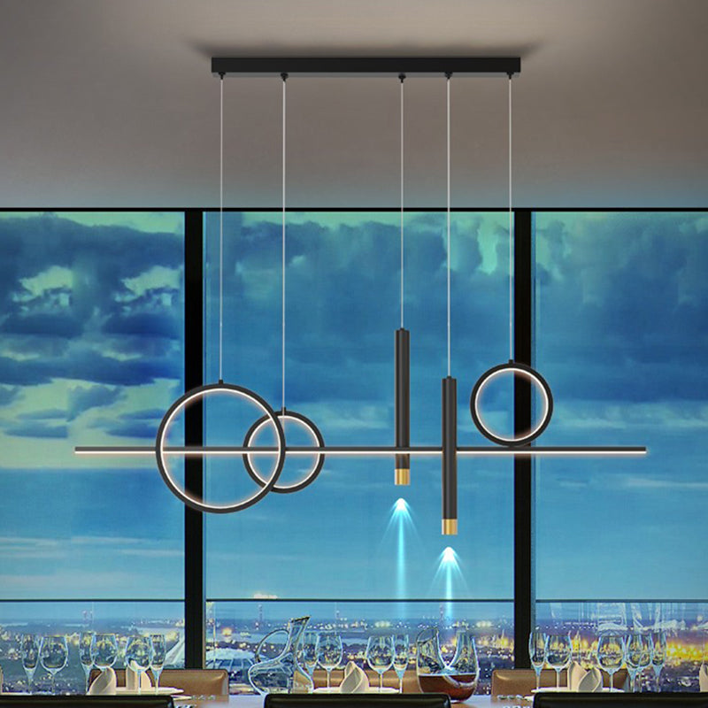 Black New Modern Island Chandelier Linear Aluminum Chandelier Lighting Fixture for Dining Room
