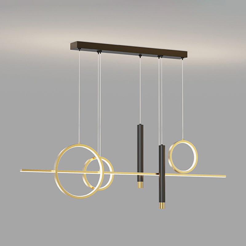 Black New Modern Island Chandelier Linear Aluminum Chandelier Lighting Fixture for Dining Room